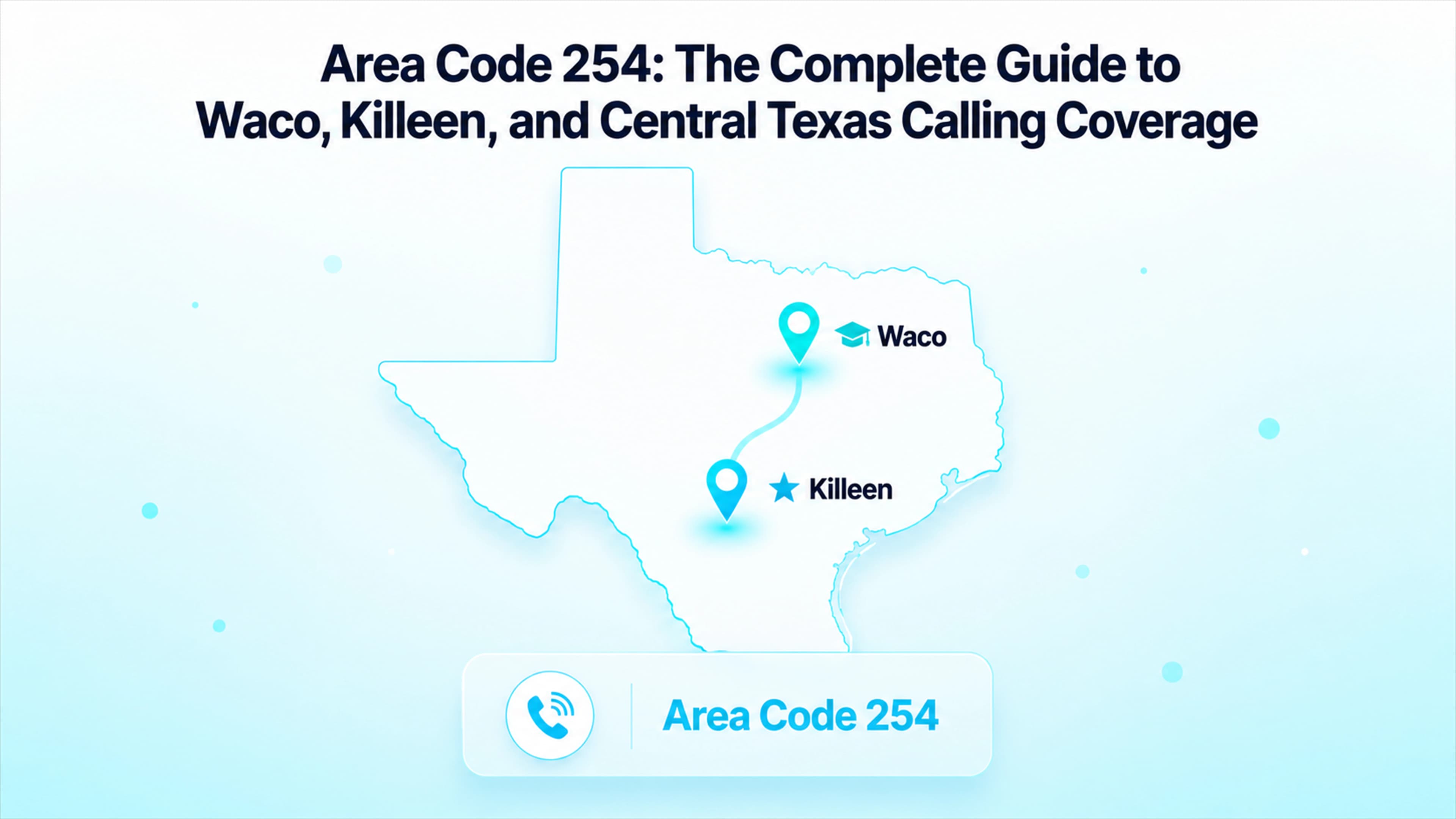 Area Code 254: The Complete Guide to Waco, Killeen, and Central Texas Calling Coverage — map showing Waco and Killeen inside the Texas outline