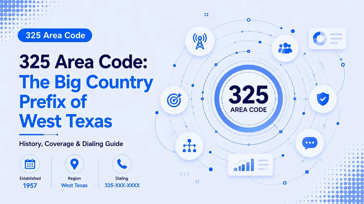 325 Area Code: The Big Country Prefix of West Texas — hero graphic with regional coverage, dialing format, and history badges