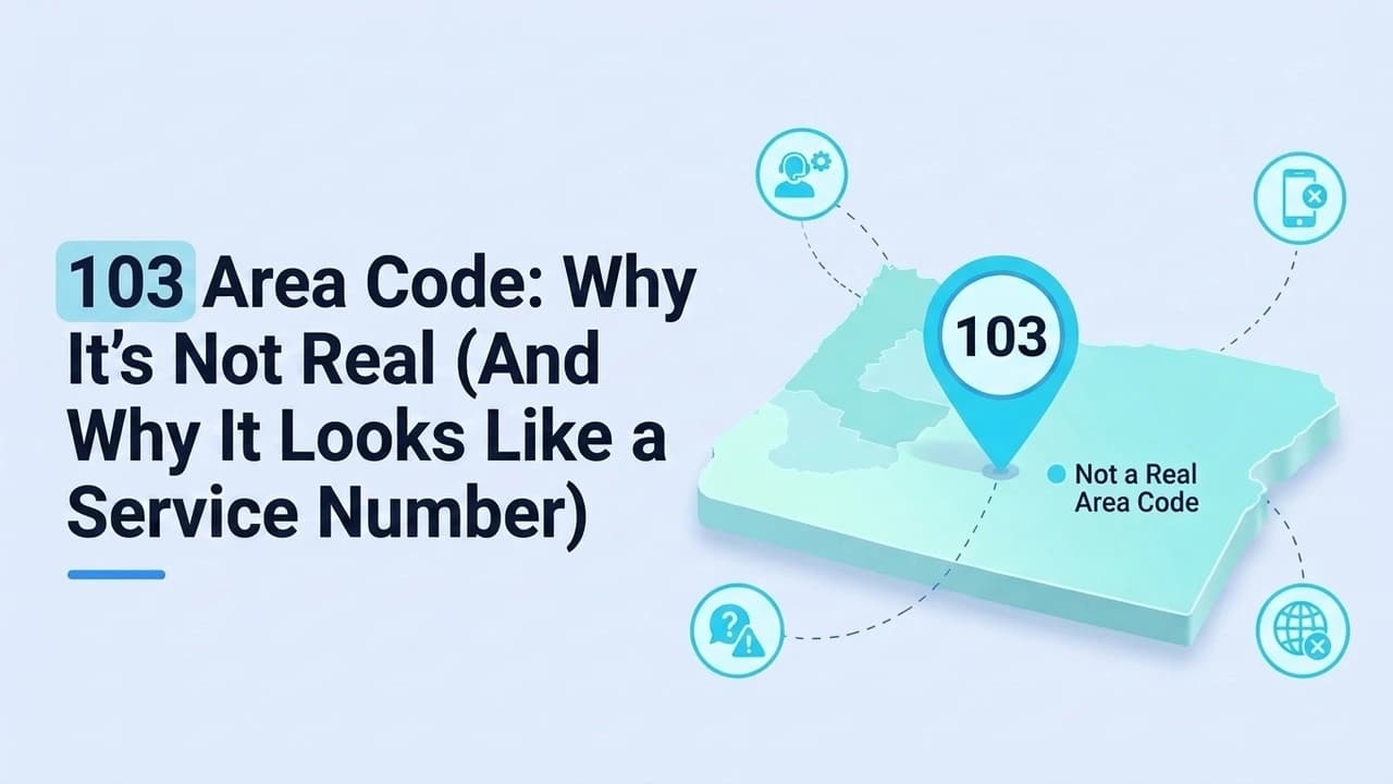 103 area code warning graphic resembling a reserved service number beside the real 934 New York prefix
