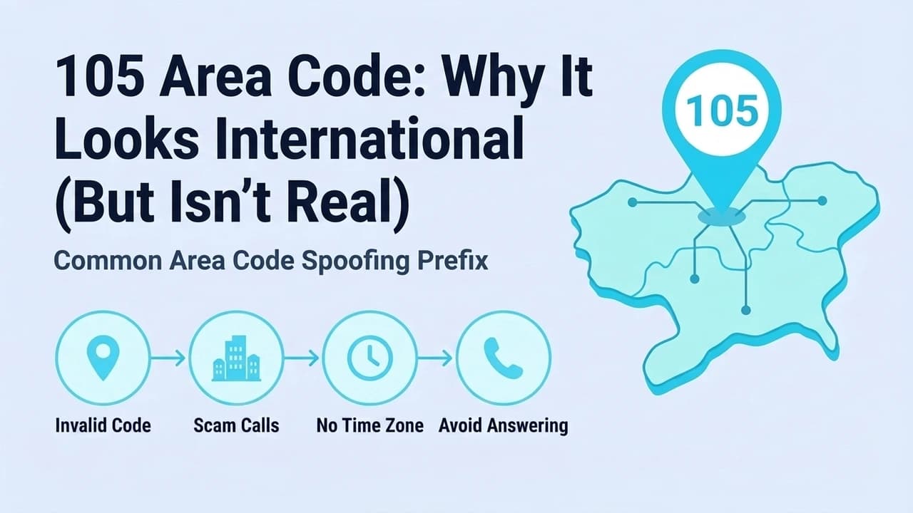 105 area code illustration resembling an international dialing prefix beside the real 743 North Carolina overlay