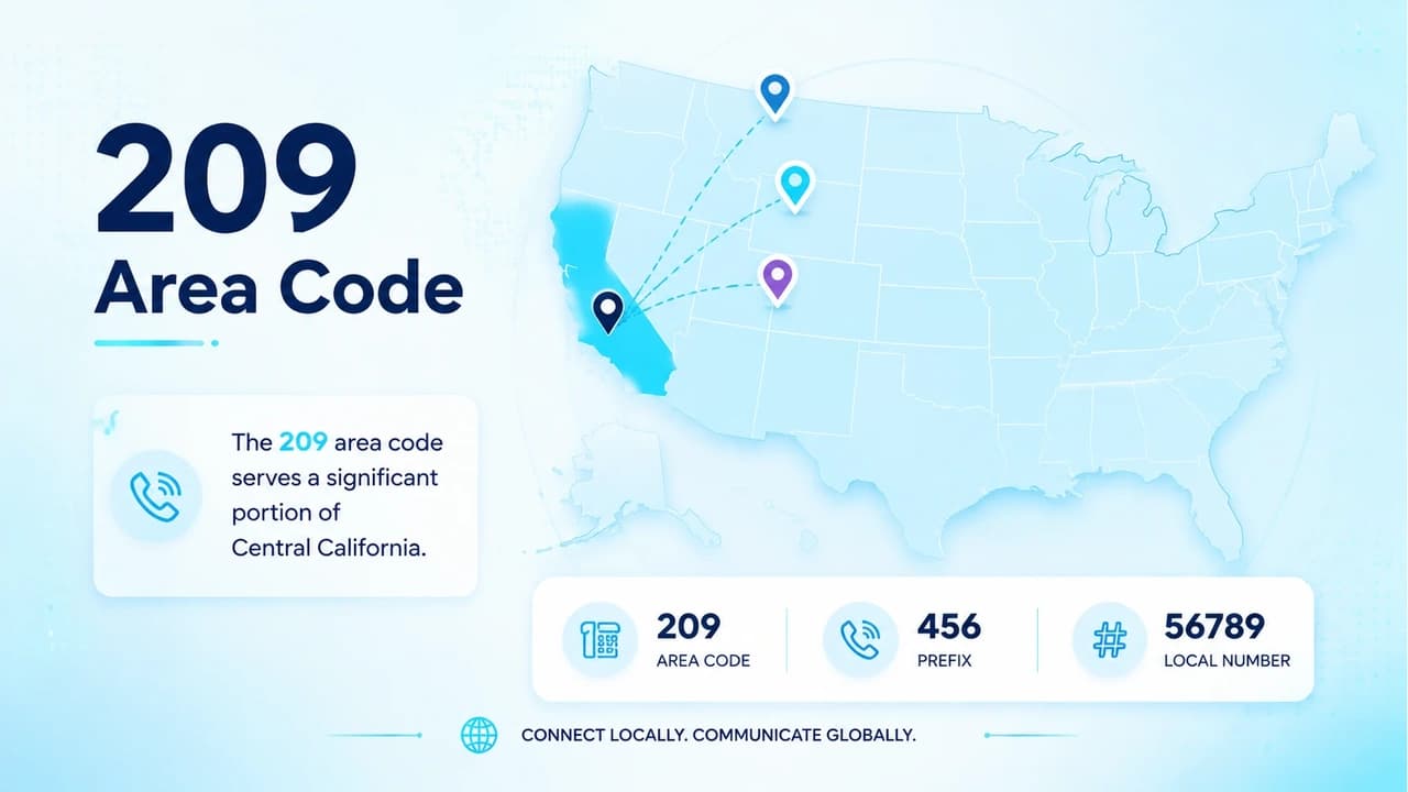 Hero graphic of California's Central Valley farmland and cities served by the 209 prefix
