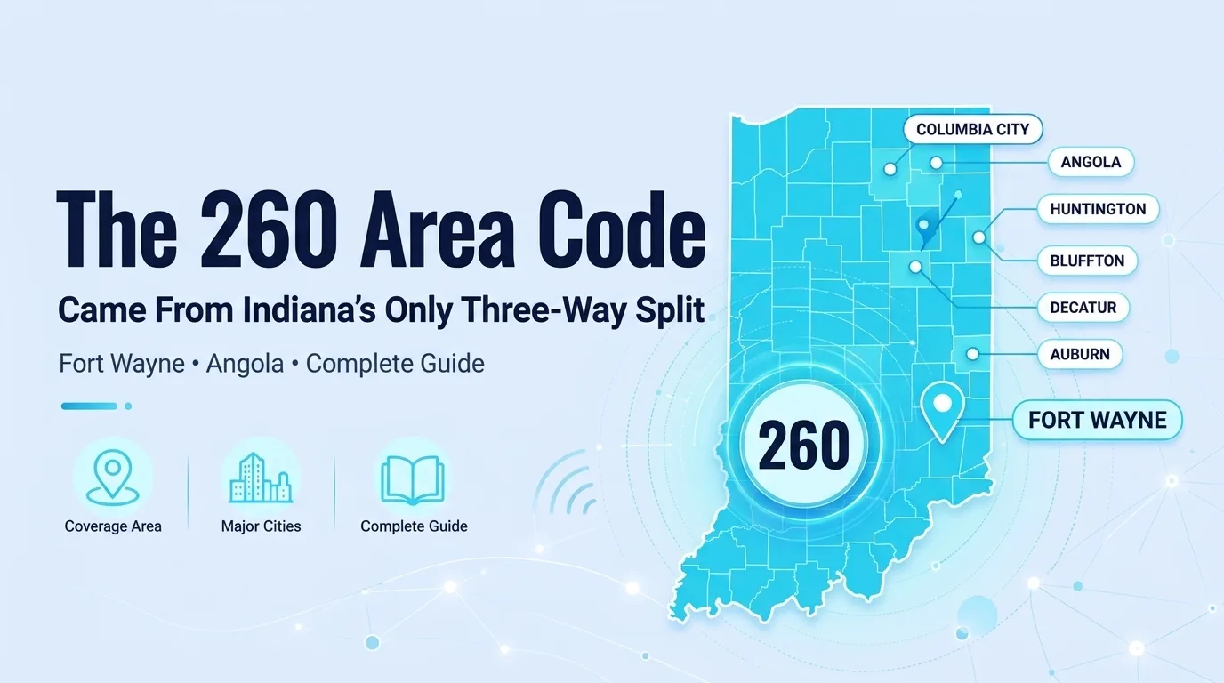 260 area code map of Fort Wayne and northeastern Indiana showing the three-way split from area code 219