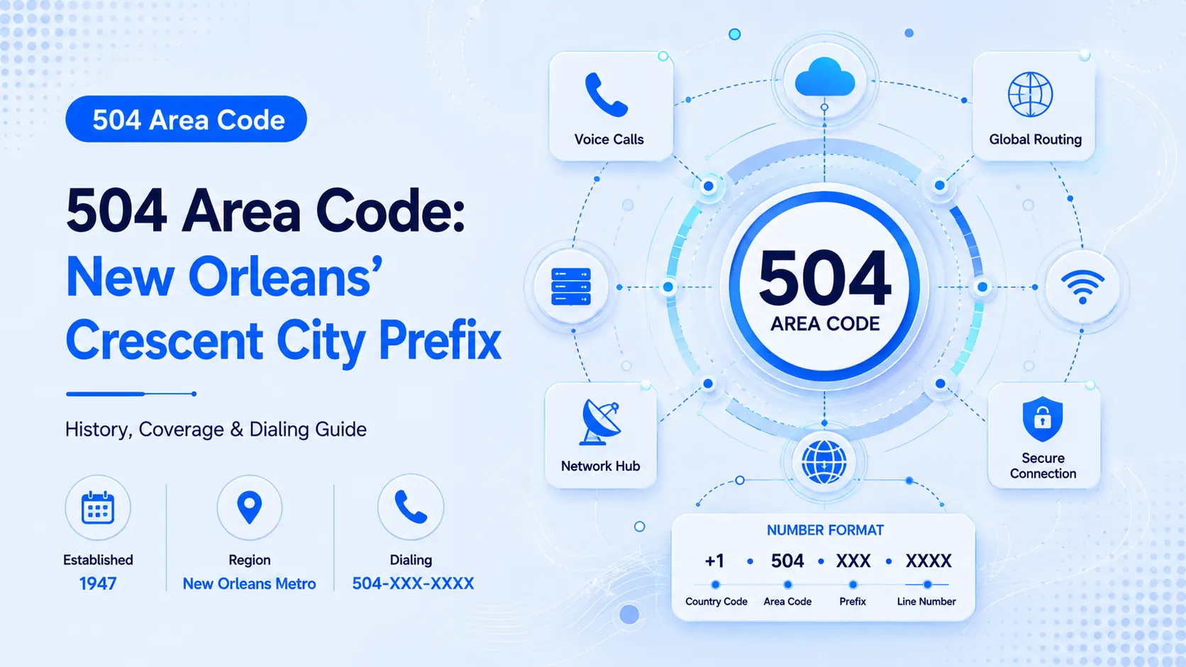 504 Area Code: New Orleans' Crescent City Prefix — phone handset over a map of Greater New Orleans