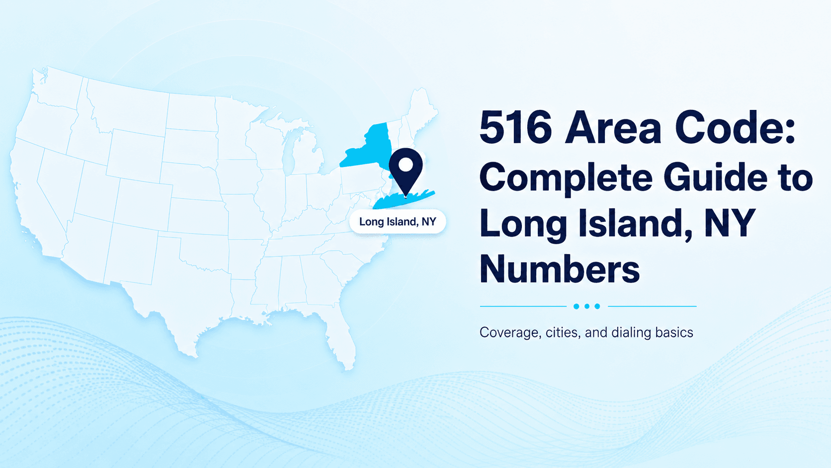 Nassau County, Long Island suburban skyline representing the 516 area code region