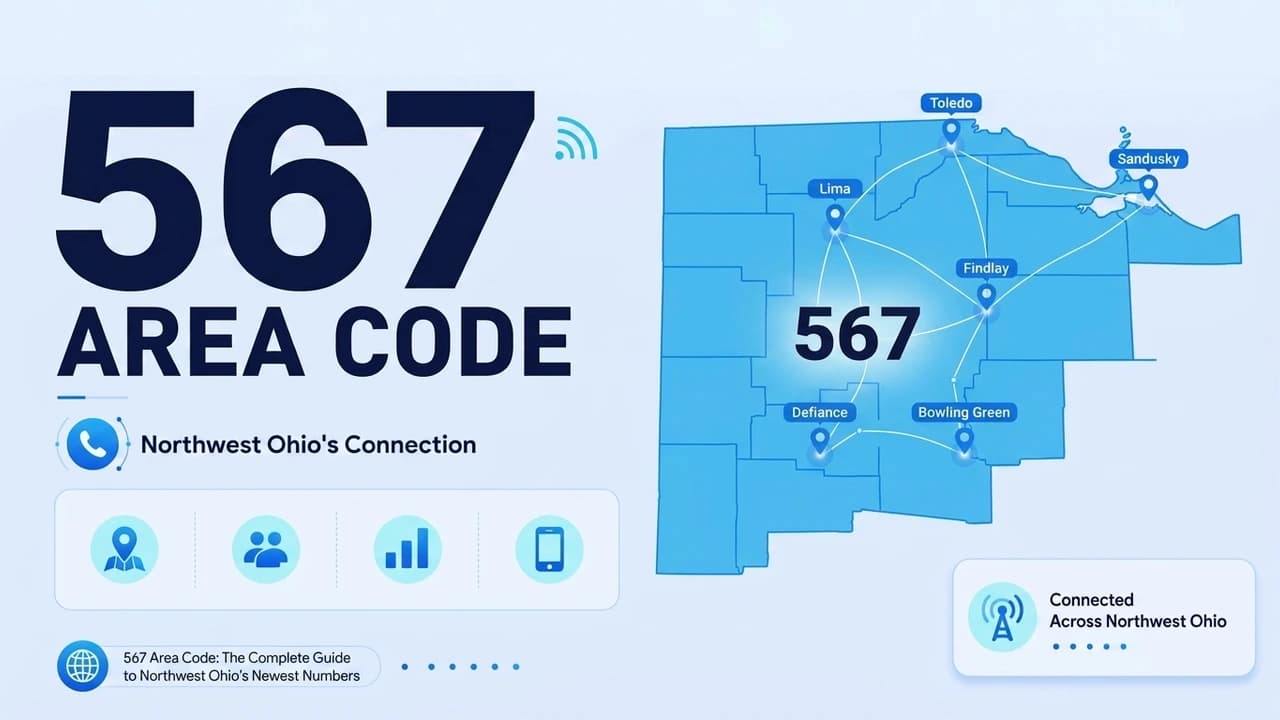 567 Area Code: The Complete Guide to Northwest Ohio's Newest Numbers — map showing 567 coverage connecting Toledo, Lima, Findlay, Sandusky, Defiance, and Bowling Green
