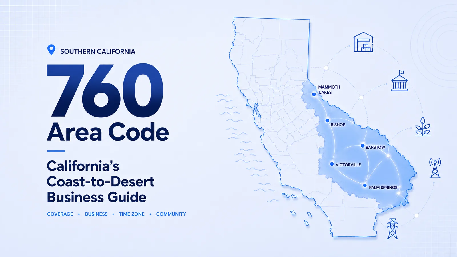 760 area code map of Southern California covering Carlsbad, Palm Springs, and the High Desert