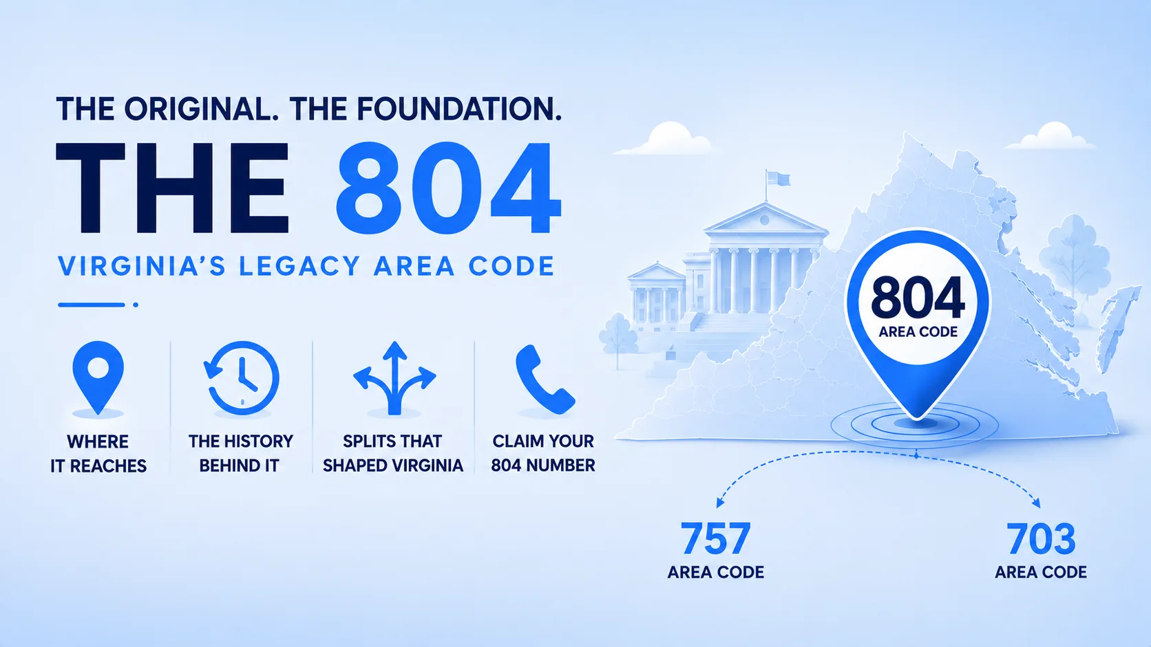 804 area code map of Richmond, Virginia, Virginia's original legacy area code alongside 703