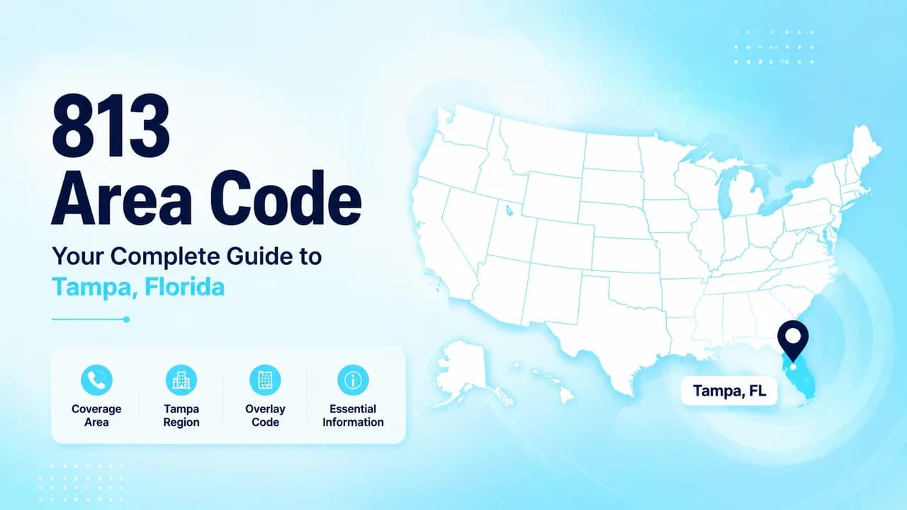 Tampa skyline and port graphic representing the 813 area code's Hillsborough County coverage