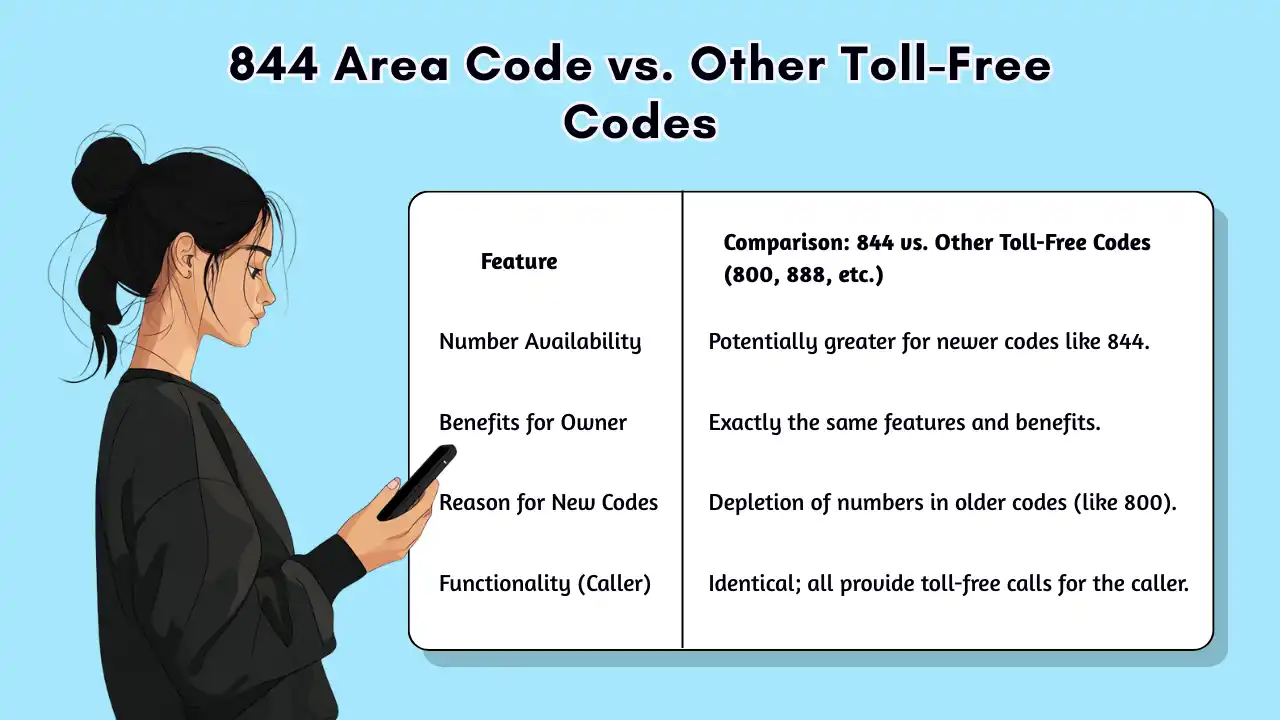 844 Area Code vs. Other Toll-Free Codes